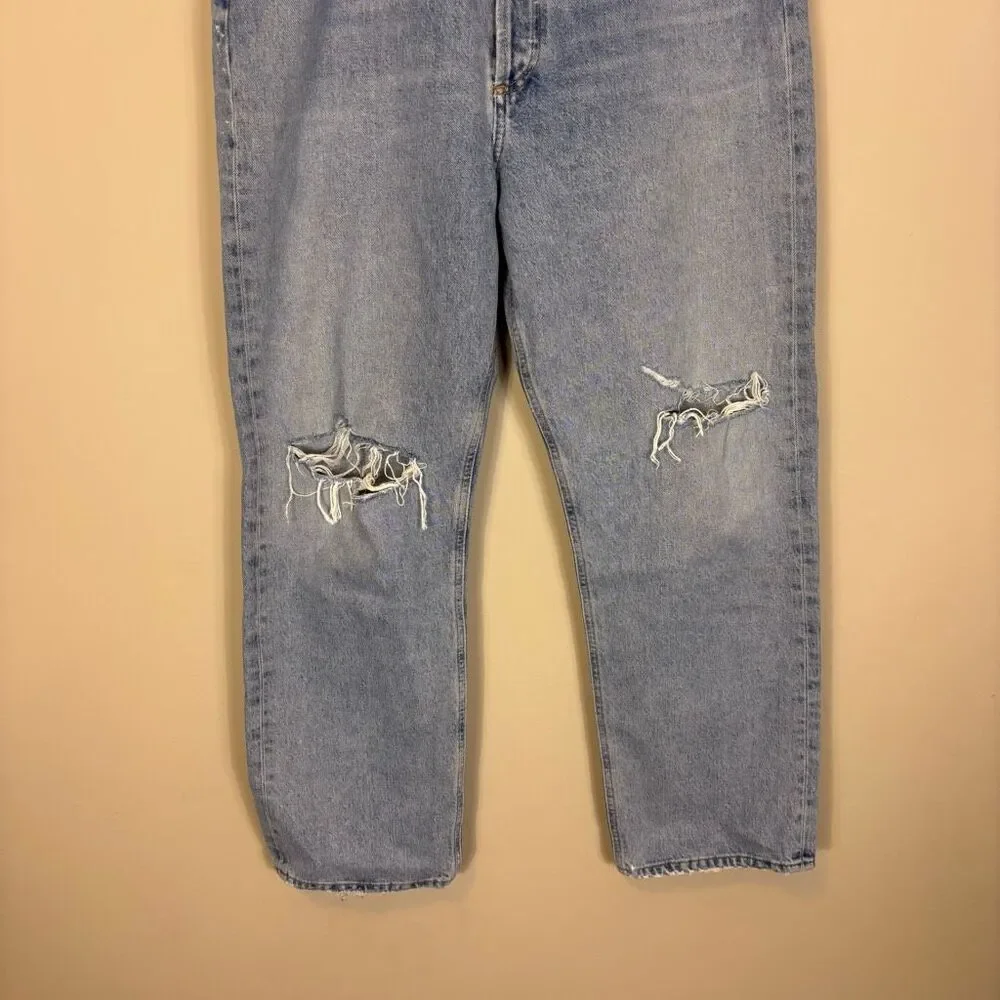Agolde High Waisted 90's Hidden Button Fly Organic Cotton Distressed Jeans‎ 31